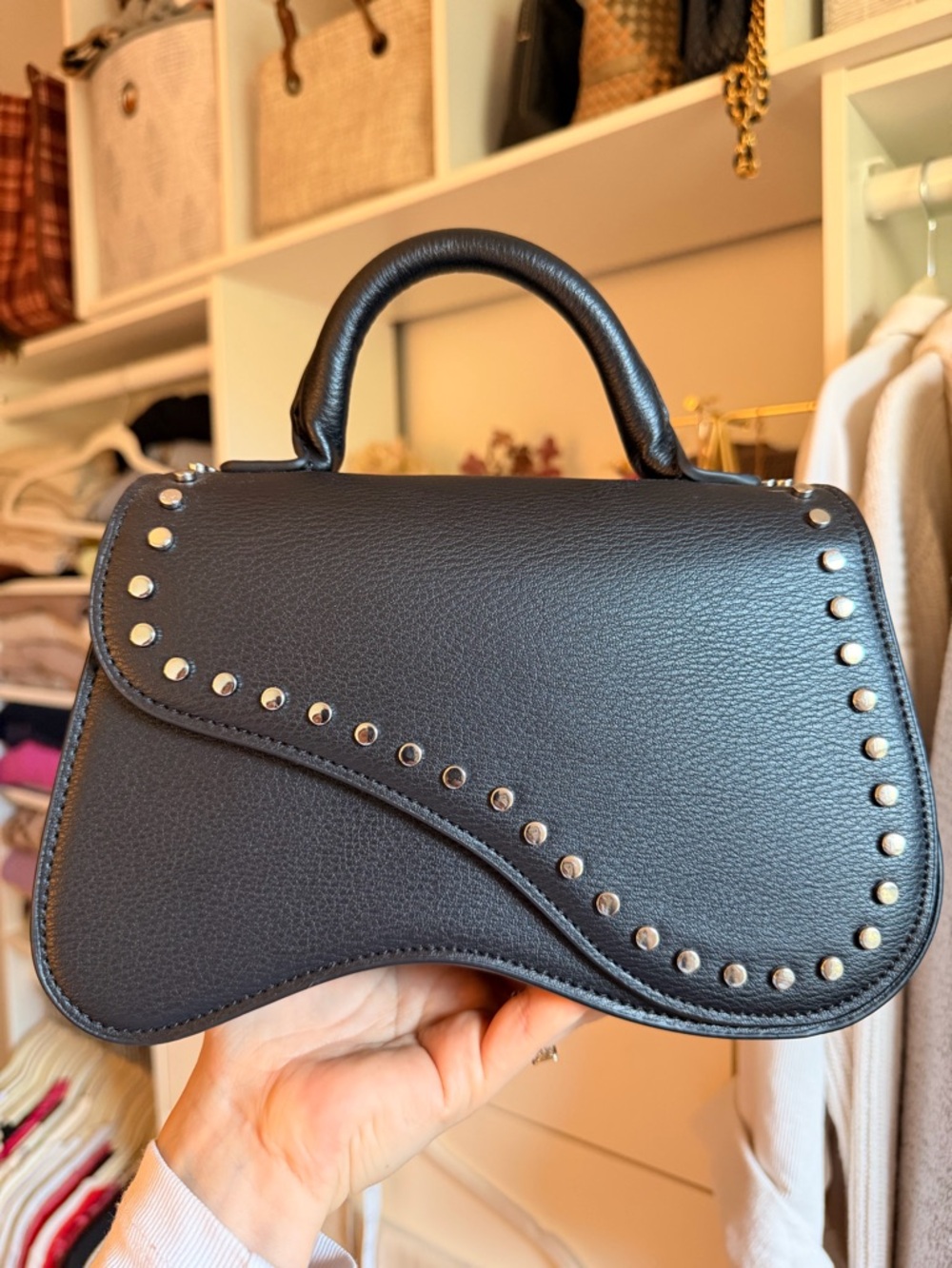 BCBG Generation faux leather Studded Top-Handle Crossbody Bag